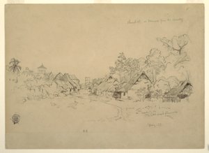 Rysunek, ulica w Mompos, Kolumbia, maj 1853 r. autorstwa Frederic Edwin Church