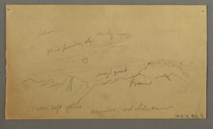 Rysunek, Szczyt z dużymi chmurami, prawdopodobnie 1868 r. autorstwa Frederic Edwin Church