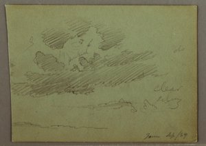 Rysunek, promień słońca za chmurami, wrzesień 1869 r. autorstwa Frederic Edwin Church