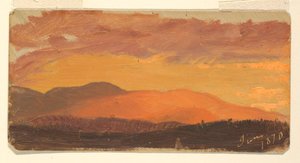 Rysunek, zachód słońca, dolina Hudson, czerwiec 1870 r. autorstwa Frederic Edwin Church