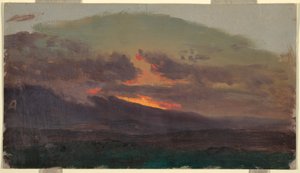 Rysunek, Zachód słońca nad Catskills, 1870-80 autorstwa Frederic Edwin Church