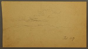 Rysunek, Zachód słońca za wzgórzami, luty 1867 r. autorstwa Frederic Edwin Church
