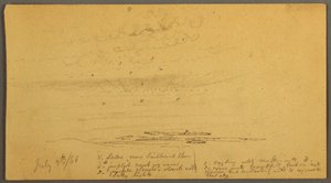 Rysunek, zachód słońca nad wzgórzami, 9 lipca 1866 r. autorstwa Frederic Edwin Church
