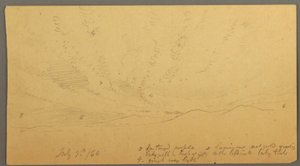 Rysunek, zachód słońca nad wzgórzami, 9 lipca 1866 r. autorstwa Frederic Edwin Church