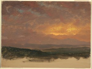 Rysunek, Zachód słońca nad Catskills, 1870-80 autorstwa Frederic Edwin Church