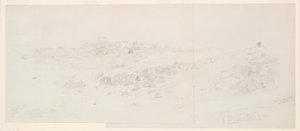 Rysunek, Świątynie o poranku, Baalbek, 12 maja 1868 r. autorstwa Frederic Edwin Church