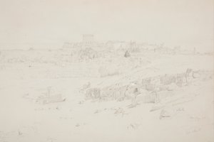 Rysunek, Świątynie o poranku, Baalbek, 12 maja 1868 r. autorstwa Frederic Edwin Church