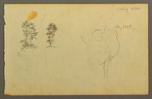 Rysunek, drzewa, krowa, 1844 r. autorstwa Frederic Edwin Church