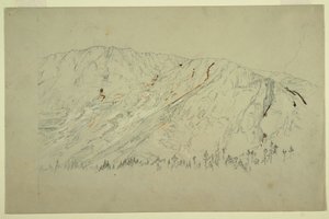 Rysunek, Górna część Wielkiej Kotliny, Mt. Katahdin, wrzesień 1877 r. autorstwa Frederic Edwin Church