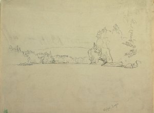 Rysunek, jezioro Upper Togue, ok. 1885 r. autorstwa Frederic Edwin Church