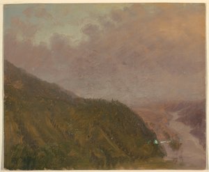 Rysunek, dolina ze szczytu wysokiego wzgórza (Europa), 1860-70 autorstwa Frederic Edwin Church