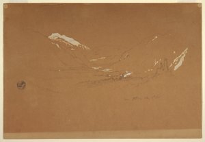 Rysunek, dolina "w pobliżu Golling", Austria, 5 sierpnia 1868 r. autorstwa Frederic Edwin Church