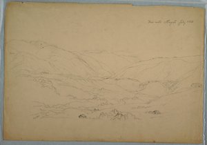 Rysunek, dolina w pobliżu Ibagué, Kolumbia, lipiec 1853 r. autorstwa Frederic Edwin Church