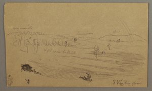 Rysunek, dolina, tęcza, prawdopodobnie 1865-66 autorstwa Frederic Edwin Church