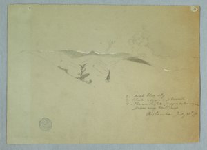 Rysunek, doliny i ośnieżone grzbiety, Riobamba, Ekwador, 13 lipca 1857 r. autorstwa Frederic Edwin Church