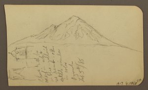 Rysunek, widok w pobliżu brzegu jeziora, Cuitzeo; Verso: widok w pobliżu brzegu jeziora, Cuitzeo, luty 1885 r. autorstwa Frederic Edwin Church