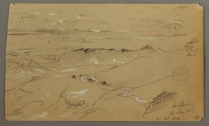 Rysunek, widok na Wady el-Arabah, 20 lutego 1868 r. autorstwa Frederic Edwin Church