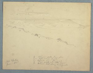 Rysunek, widok z góry Salus, Jamajka, czerwiec 1865 r. autorstwa Frederic Edwin Church