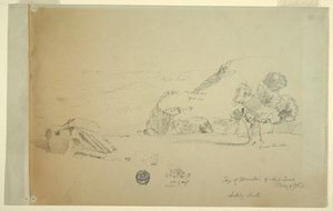 Rysunek, widok ze wzgórza na zachód od suk wadi, 4 maja 1868 r. autorstwa Frederic Edwin Church
