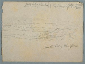 Rysunek, widok ze wzgórza San Juan, prawdopodobnie Kolumbia, 1853 r. autorstwa Frederic Edwin Church
