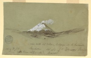 Rysunek, widok na Cotapaxi z hacjendy San Antonio, Ekwador, 30 sierpnia 1853 r. autorstwa Frederic Edwin Church