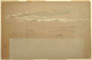 Rysunek, widok na pasmo górskie, Ekwador, 27 czerwca 1857 r. autorstwa Frederic Edwin Church