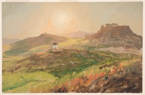 Rysunek, widok na Akropol, Ateny, kwiecień 1869 r. autorstwa Frederic Edwin Church