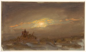Rysunek, Pejzaż zimowy w świetle księżyca, ok. 1870 r. autorstwa Frederic Edwin Church