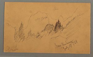 Rysunek, zalesione szczyty, 27 lipca 1868 r. autorstwa Frederic Edwin Church