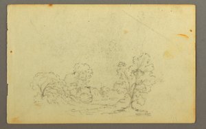 Rysunek, zalesiony krajobraz, prawdopodobnie 1845 r. autorstwa Frederic Edwin Church