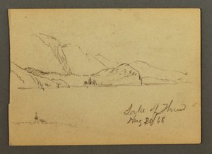 Rysunek, jezioro Thun, Oberland Berneński, 20 sierpnia 1868 r. autorstwa Frederic Edwin Church