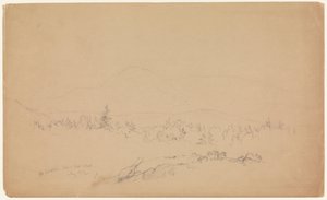 "Mount Katahdin from the West" [Patrząc na zachód w kierunku Mount Katahdin]. autorstwa Frederic Edwin Church