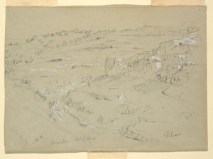 Góra Oliwna, Betania, Siloam i Jerozolima, Palestyna [Betania i Silwan, Wschodnia Jerozolima i Jerozolima, Izrael] autorstwa Frederic Edwin Church