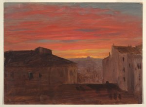 Dachy o zachodzie słońca z Pincio, Rzym autorstwa Frederic Edwin Church