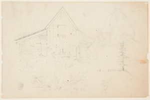 Szkic stodoły i stogu siana autorstwa Frederic Edwin Church