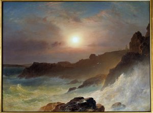 Wschód słońca na wybrzeżu Maine w Stanach Zjednoczonych w 1863 roku. Obraz Frederic Church (1826-1900) Ec. Gorzki. autorstwa Frederic Edwin Church