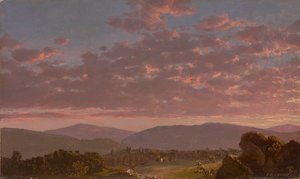 Zmierzch w Catskills 1849 (olej na płycie pilśniowej) autorstwa Frederic Edwin Church