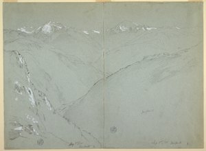 Krajobraz doliny z ośnieżonymi szczytami, Alpy Berneńskie, Szwajcaria, część 1 autorstwa Frederic Edwin Church