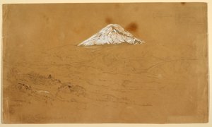 Widok na pokrytą śniegiem górę Chimborazo w pobliżu Guanojo i Guaranda, Ekwador autorstwa Frederic Edwin Church