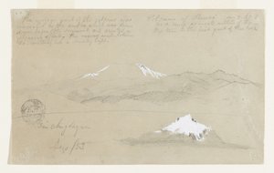 Widoki na wulkan Puresé w Kolumbii i górę Sincholagua w Ekwadorze autorstwa Frederic Edwin Church