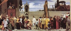 Sławna Madonna Cimabuego niesiona w procesji ulicami Florencji autorstwa Frederic Leighton