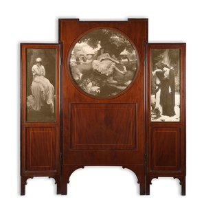 Trzykrotny mahoniowy ekran z wstawkami drukowanymi (zestaw trzykrotny mahoniowy ekran) autorstwa Frederic Leighton