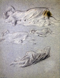 Studium do Cymona i Ifigenii (czarno-biała kreda na papierze) autorstwa Frederic Leighton