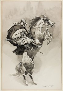 "As They Threw their Animals Back on their Haunches", ilustracja do "An Arabian Day and Night" w Harper