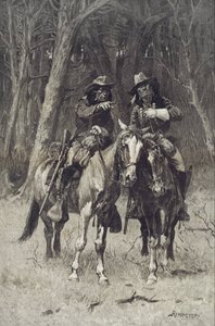 Skauci czejeńscy patrolujący Big Timber of the North Canadian, Oklahoma autorstwa Frederic Remington