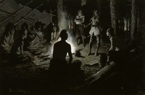 Rada francuskich odkrywców z Indianami autorstwa Frederic Remington