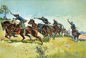 Bateria Grimesa wspina się na wzgórze El Pozo autorstwa Frederic Remington