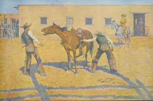 Jego pierwsza lekcja, z Colliers Weekly, wyd. 1903 autorstwa Frederic Remington