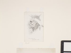 Głowa Indianina, data nieznana (ołówek na białym papierze) autorstwa Frederic Remington