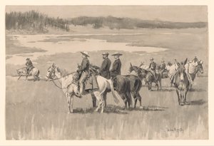U źródeł rzeki - Burgess znajduje bród autorstwa Frederic Remington
